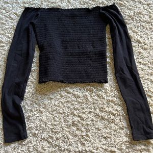 Black cropped off the shoulder top